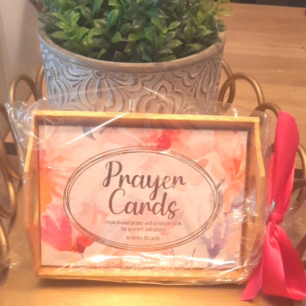 Inspirational prayer/scripture cards -Wood Handled Tray - Set Includes 2…